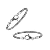 AB-6082-S-7" Sterling Silver Bracelet With Plain Silver Jewelry Bali Designs Inc